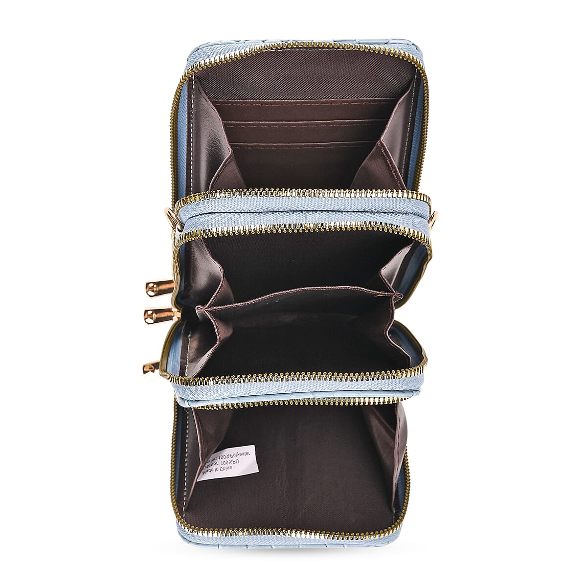 Passage Blue Crocodile Embossed Faux Leather Crossbody Bag with Shoulder Strap 47 Inches image number 5