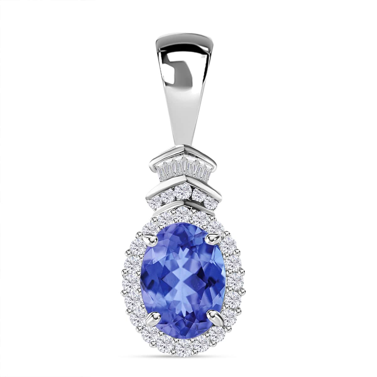 Luxoro Premium Tanzanite and G-H I1 Diamond 1.58 ctw Pendant in 14K White Gold image number 0