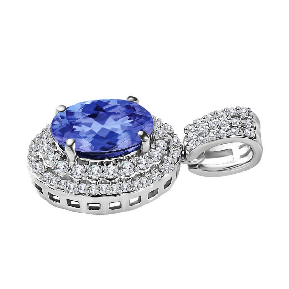 Luxoro Premium Tanzanite and G-H I1 Diamond 2.42 ctw Pendant in 14K White Gold image number 2