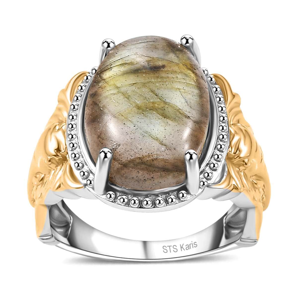 Karis Malagasy Labradorite Solitaire Ring in 18K YG Plated and Platinum Bond (Size 10.0) 7.60 ctw image number 0