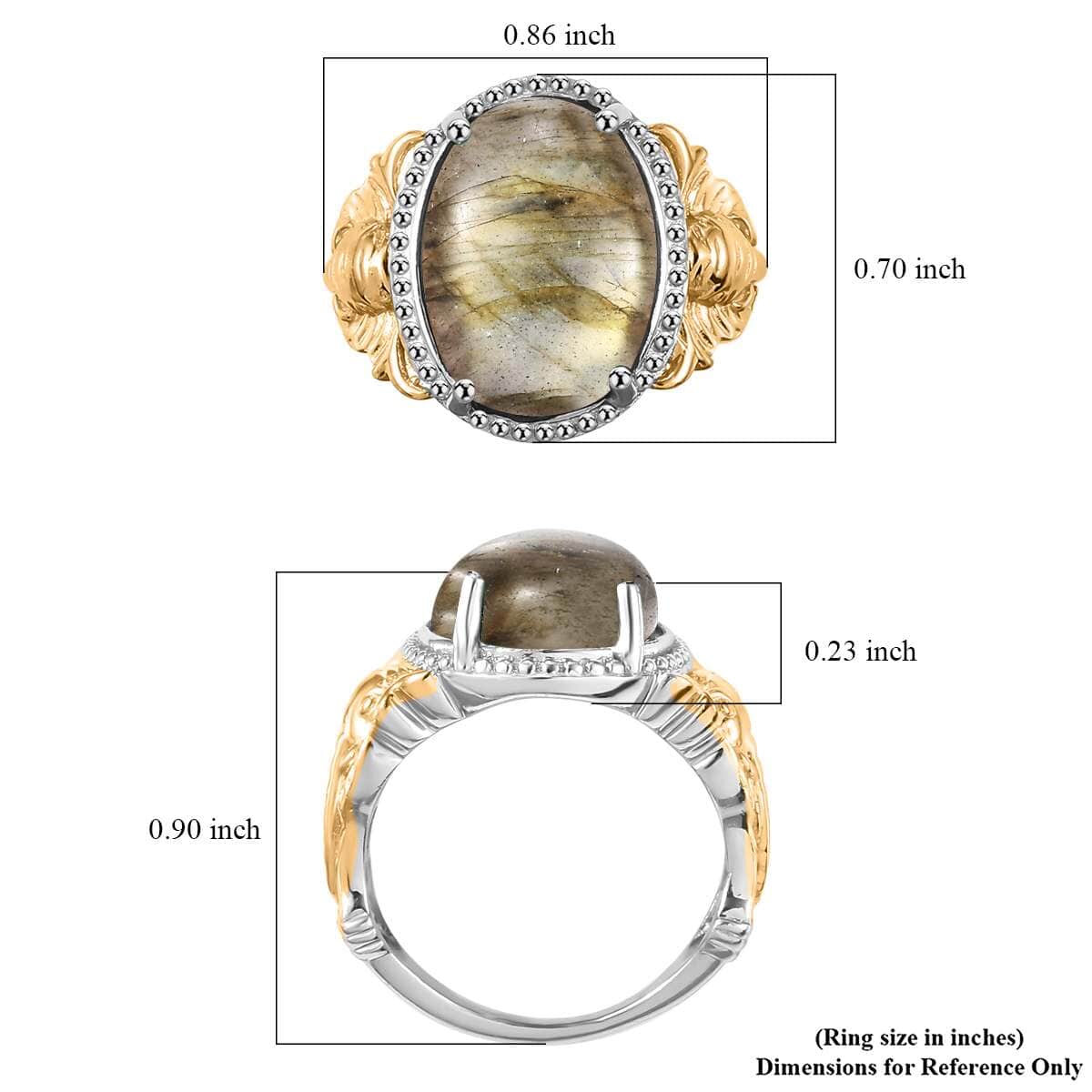 Karis Malagasy Labradorite Solitaire Ring in 18K YG Plated and Platinum Bond (Size 10.0) 7.60 ctw image number 5