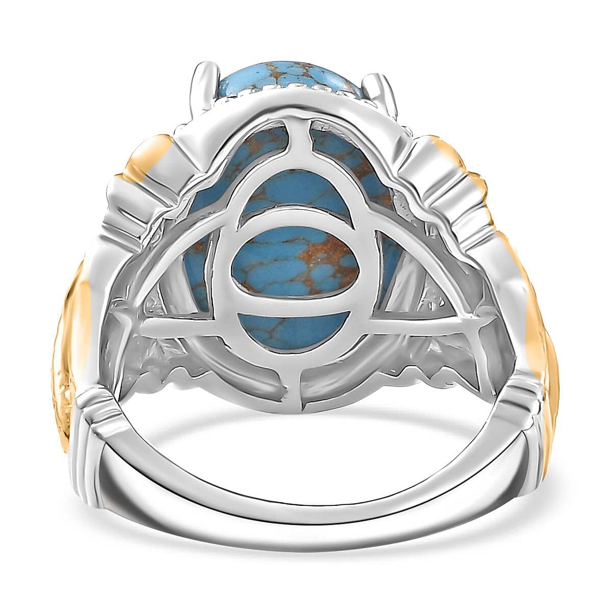 Karis Mojave Blue Turquoise 5.60 ctw Solitaire Ring in 18K YG Plated and Platinum Bond (Size 6.0) image number 4