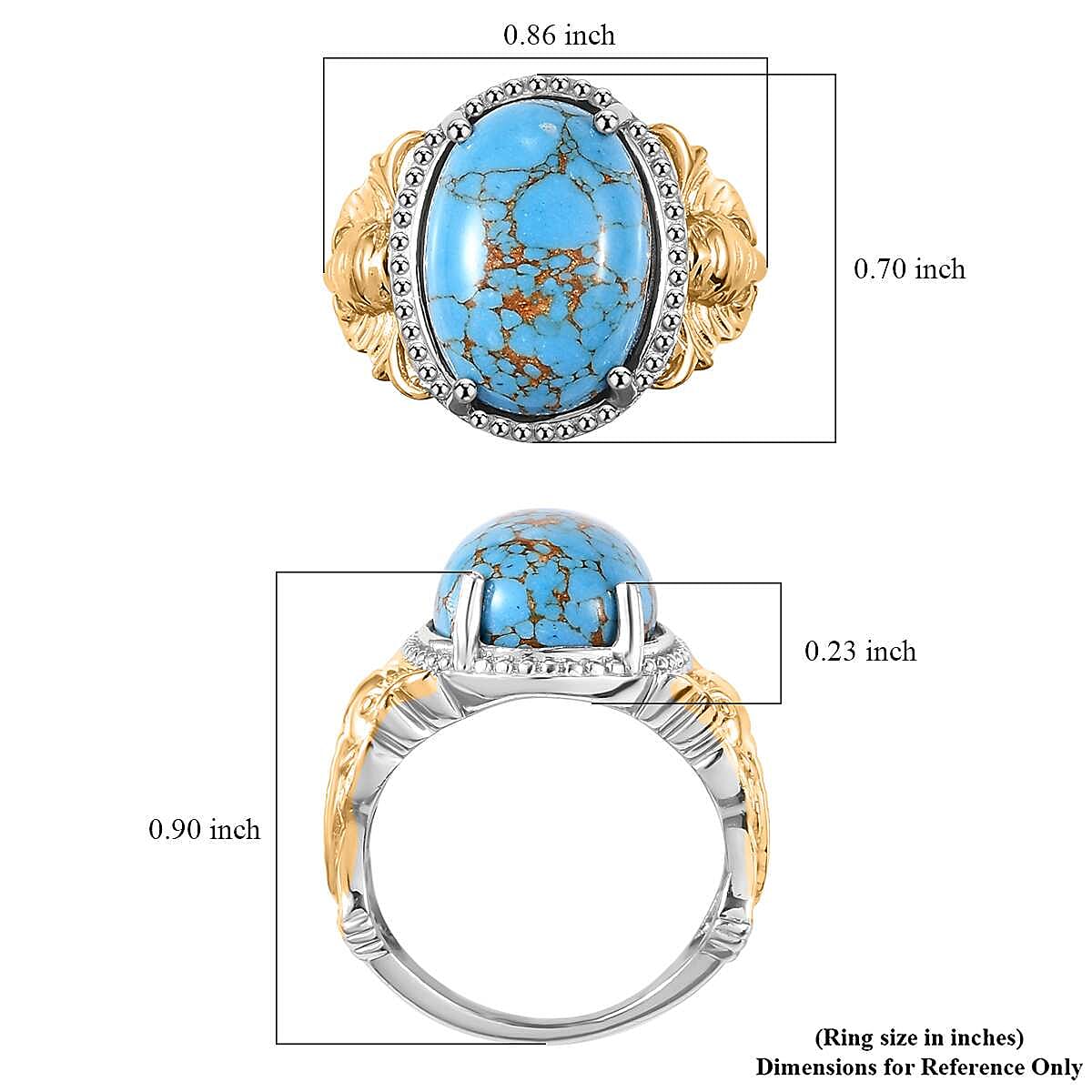 Karis Mojave Blue Turquoise 5.60 ctw Solitaire Ring in 18K YG Plated and Platinum Bond (Size 6.0) image number 5