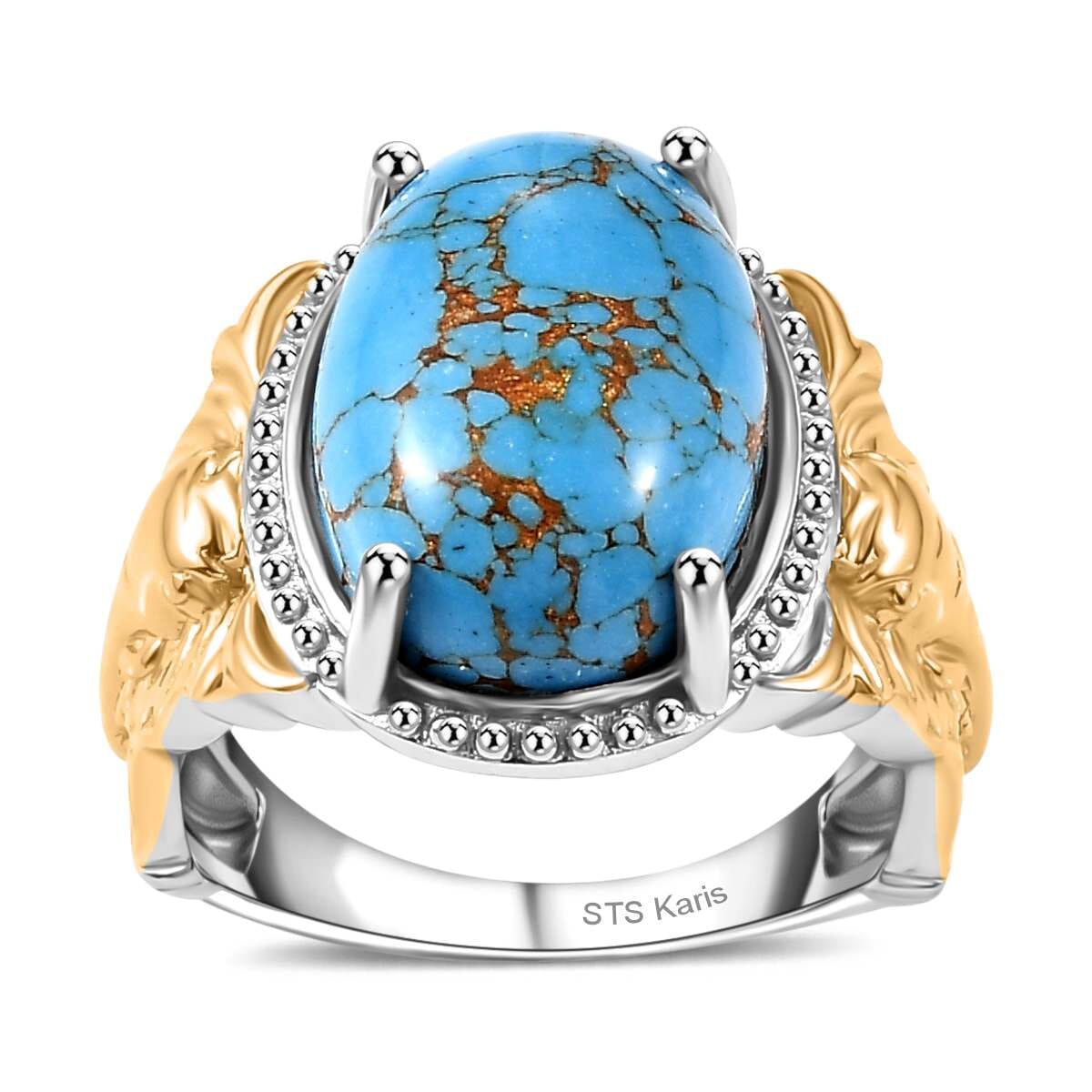 Karis Mojave Blue Turquoise 5.60 ctw Solitaire Ring in 18K YG Plated and Platinum Bond (Size 8.0) image number 0