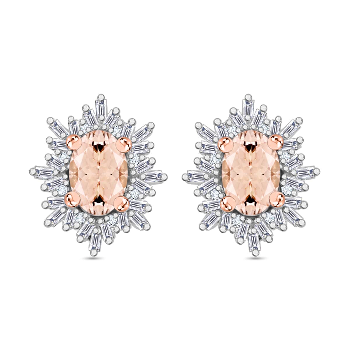 Marropino Morganite and Diamond 1.15 ctw Stud Earrings in 18K Vermeil Rose Gold Over Sterling Silver image number 0