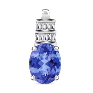 Luxoro Premium Tanzanite and G-H I1 Diamond 2.14 ctw Pendant in 14K White Gold