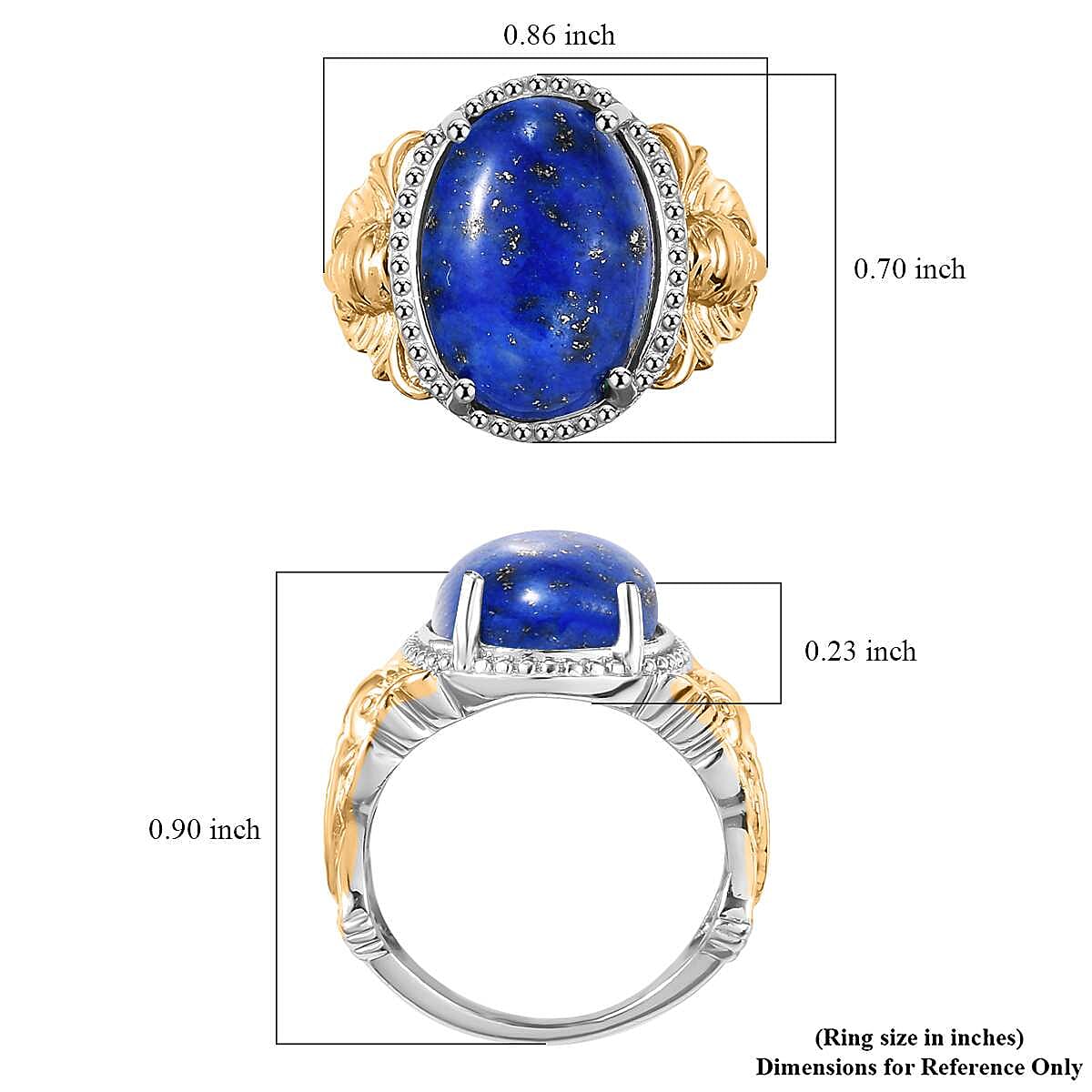 Karis Lapis Lazuli 7.00 ctw Solitaire Ring in 18K Yellow Gold Plated and Platinum Bond (Size 11.0) image number 5