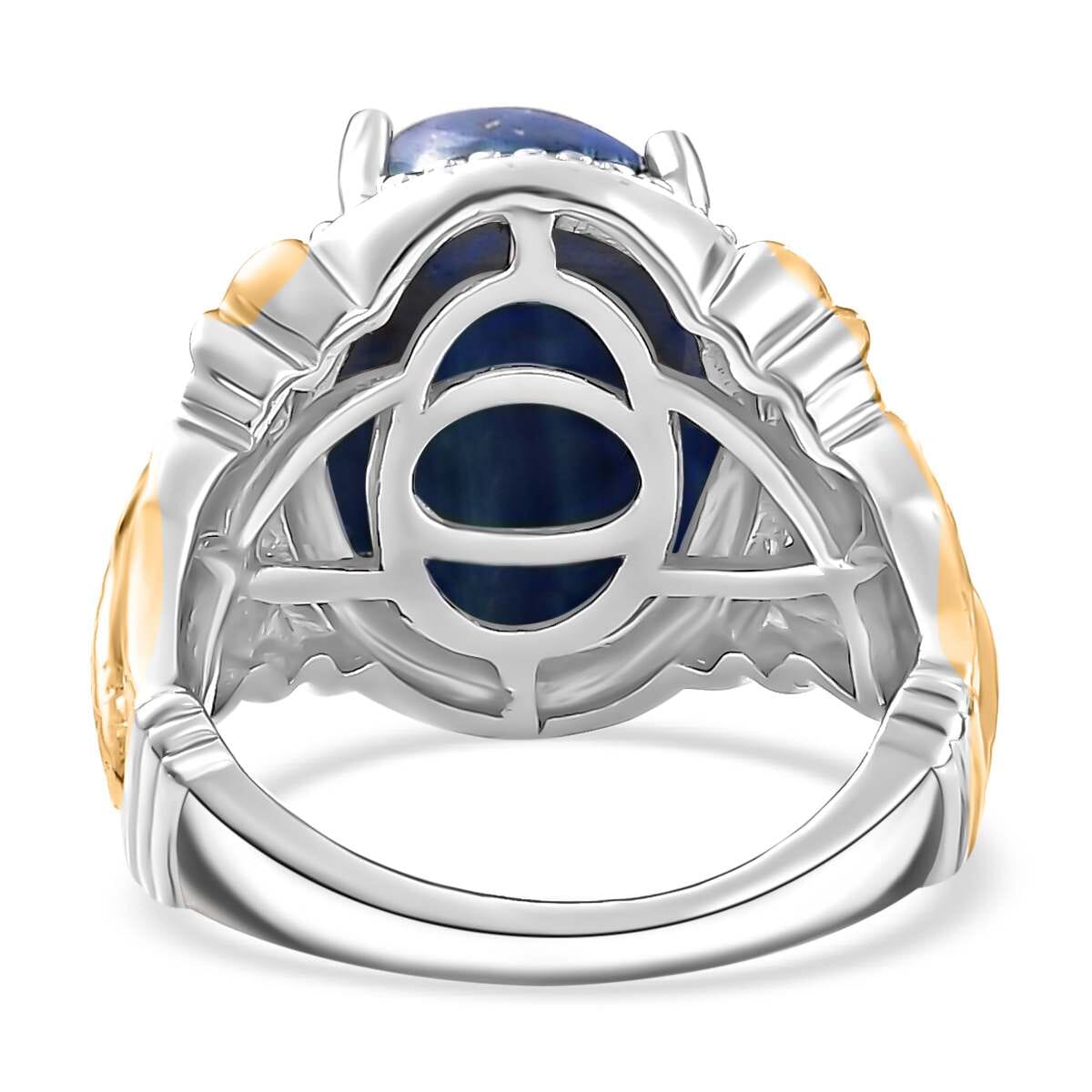 Karis Lapis Lazuli 7.00 ctw Solitaire Ring in 18K Yellow Gold Plated and Platinum Bond (Size 8.0) image number 4