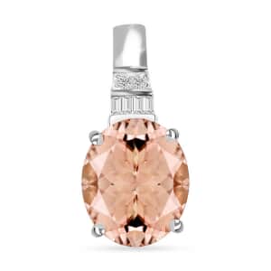 Luxoro Premium Marropino Morganite and G-H I1 Diamond 4.48 ctw Pendant in 14K White Gold