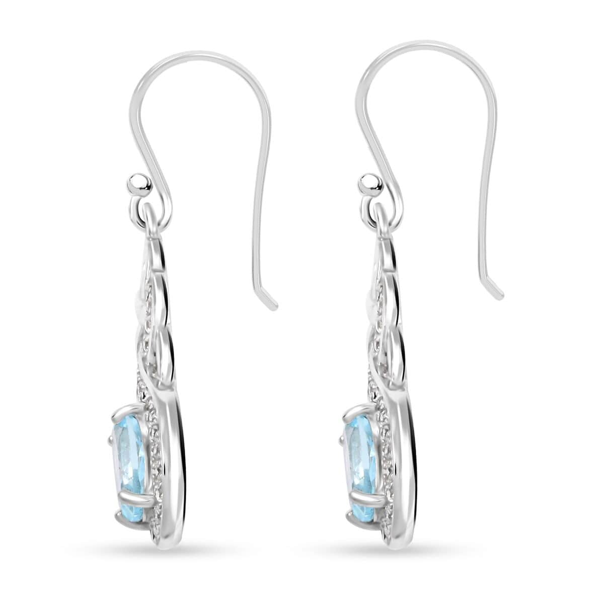 Blue Topaz and Simulated Diamond 1.75 ctw Infinity Knot Earrings in Sterling Silver image number 3