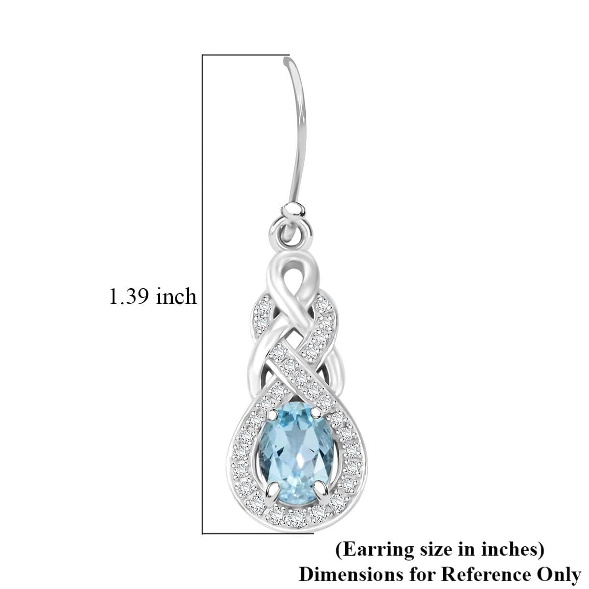 Blue Topaz and Simulated Diamond 1.75 ctw Infinity Knot Earrings in Sterling Silver image number 4