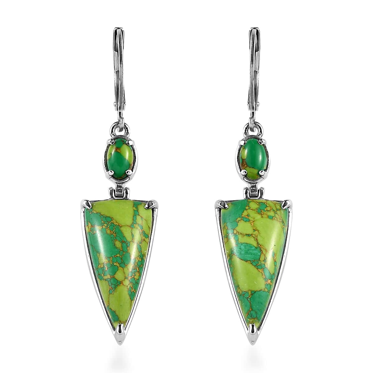 Mojave Green Turquoise 14.25 ctw Earrings in Stainless Steel  image number 0