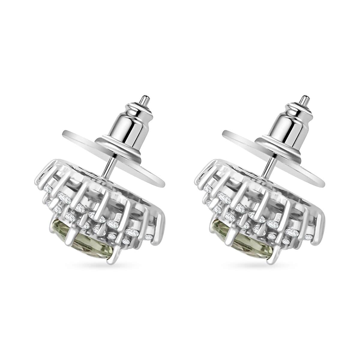 Simulated Prasiolite and Simulated Diamond 5.25 ctw Earrings in Silvertone image number 3