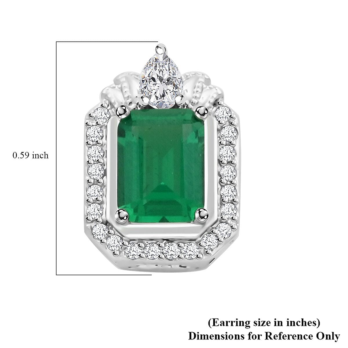 Simulated Emerald and Simulated Diamond Earrings in Silvertone