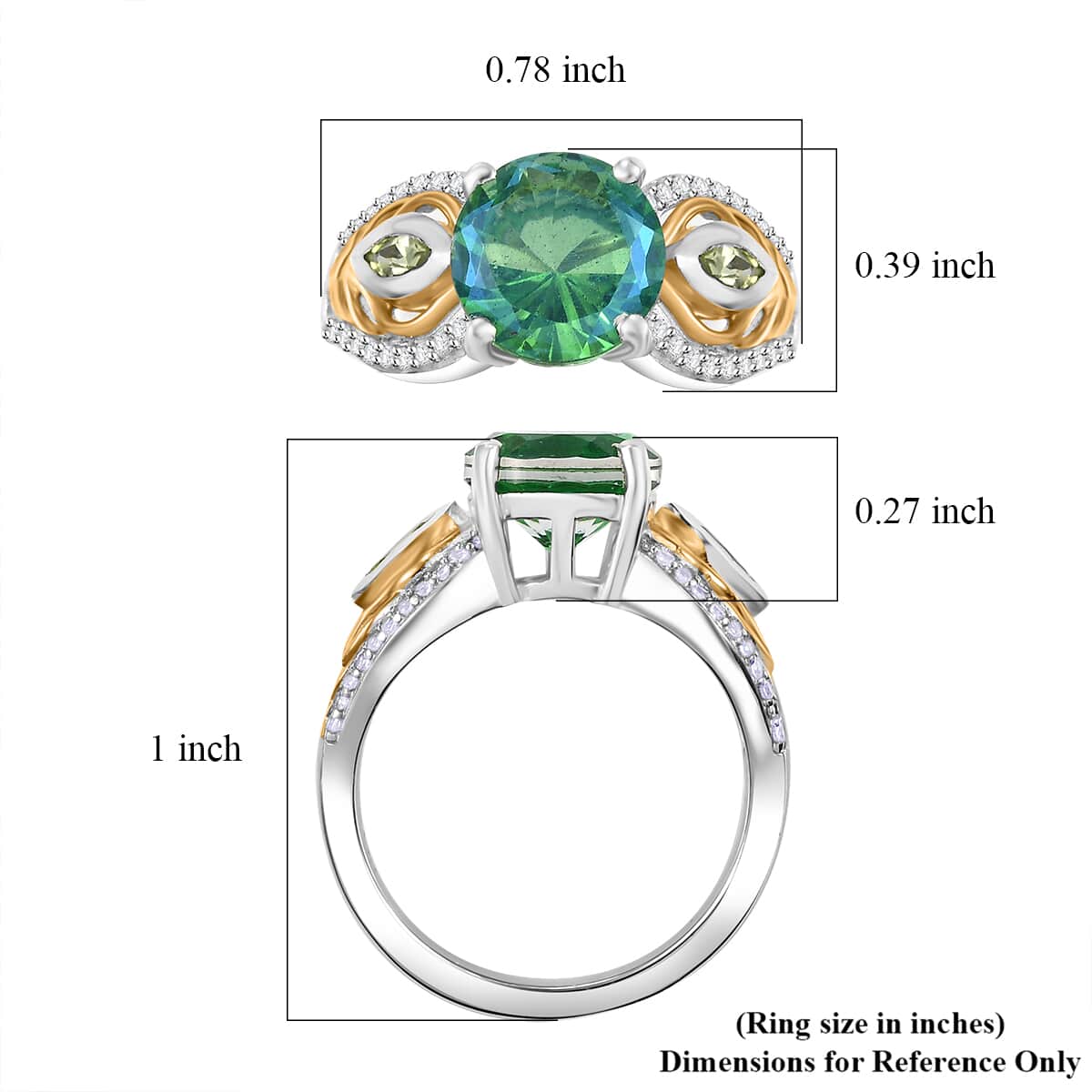 Premium Peacock Quartz, Multi Gemstone Ring in 18K Vermeil YG and Rhodium Over Sterling Silver (Size 10.0) 2.50 ctw image number 5