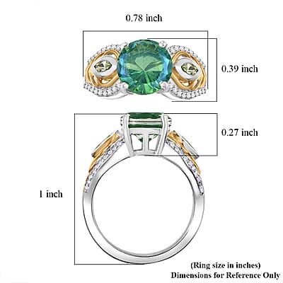 Peacock Quartz (Triplet) and Multi Gemstone 2.50 ctw Peacock Feather Ring in 18K Vermeil YG and Rhodium Over Sterling Silver (Size 11.0)