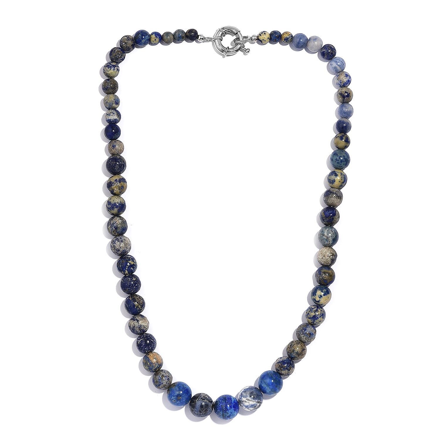 Karis Sodalite Beaded 380.00 ctw Necklace 20 Inches in Platinum Bond