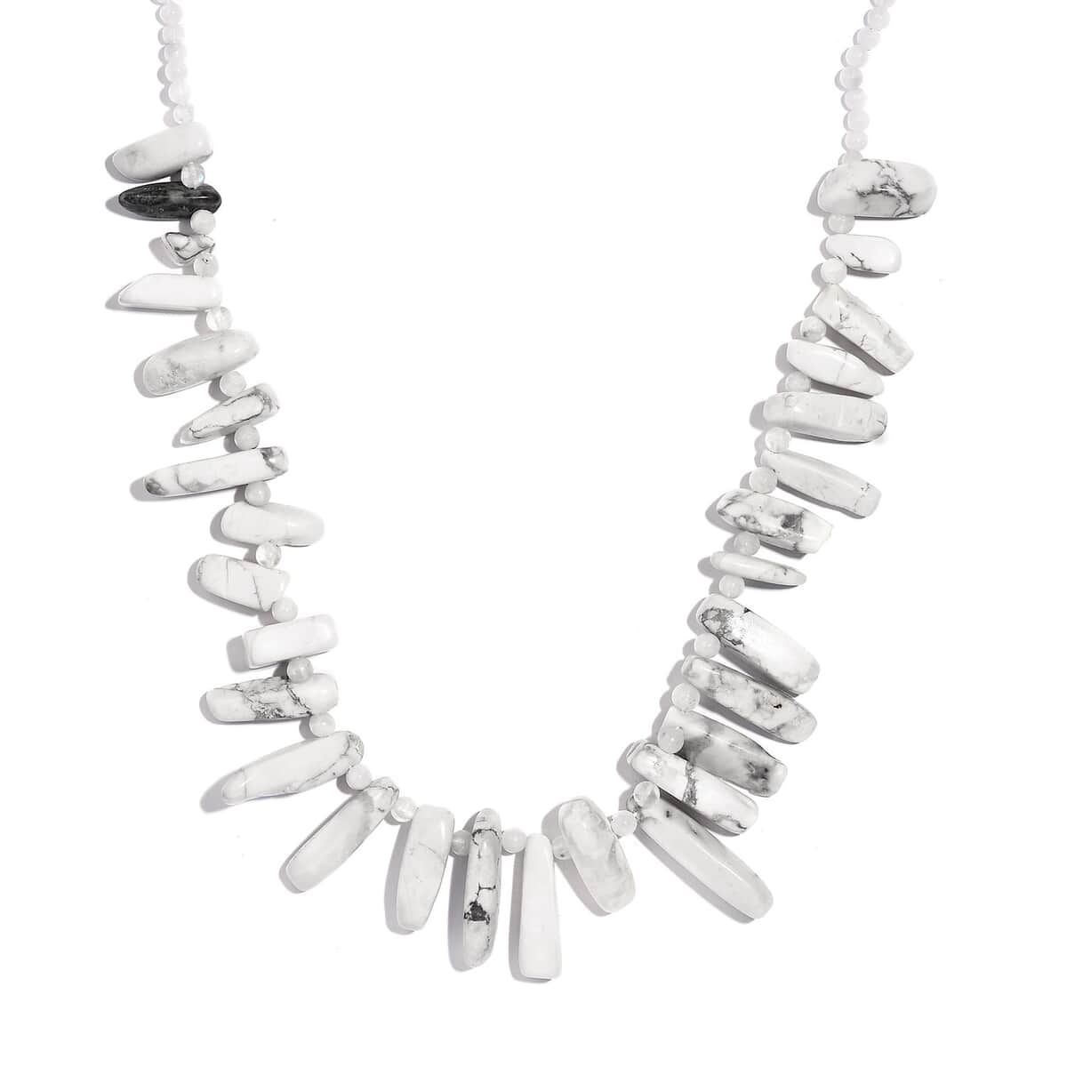 Rainbow Moonstone and White Howlite 256.00 ctw Necklace (20 Inches) in Platinum Bond image number 0