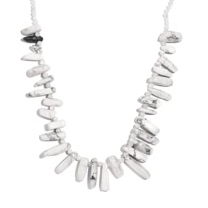 Rainbow Moonstone and White Howlite 256.00 ctw Necklace (20 Inches) in Platinum Bond