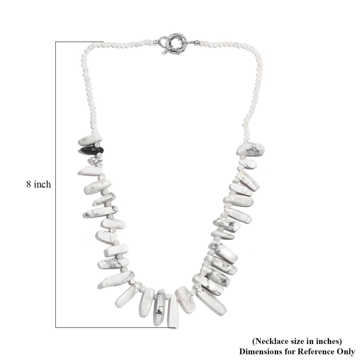 Rainbow Moonstone and White Howlite 256.00 ctw Necklace (20 Inches) in Platinum Bond image number 5