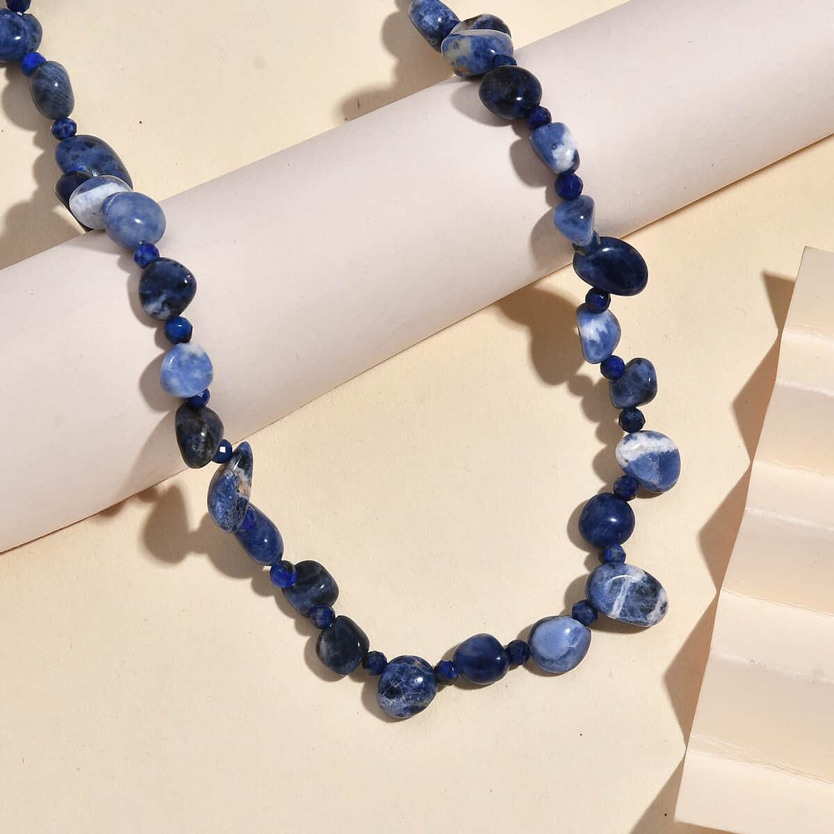 Sodalite and Lapis Lazuli 152.00 ctw Necklace 20 Inches in Platinum Bond  image number 1