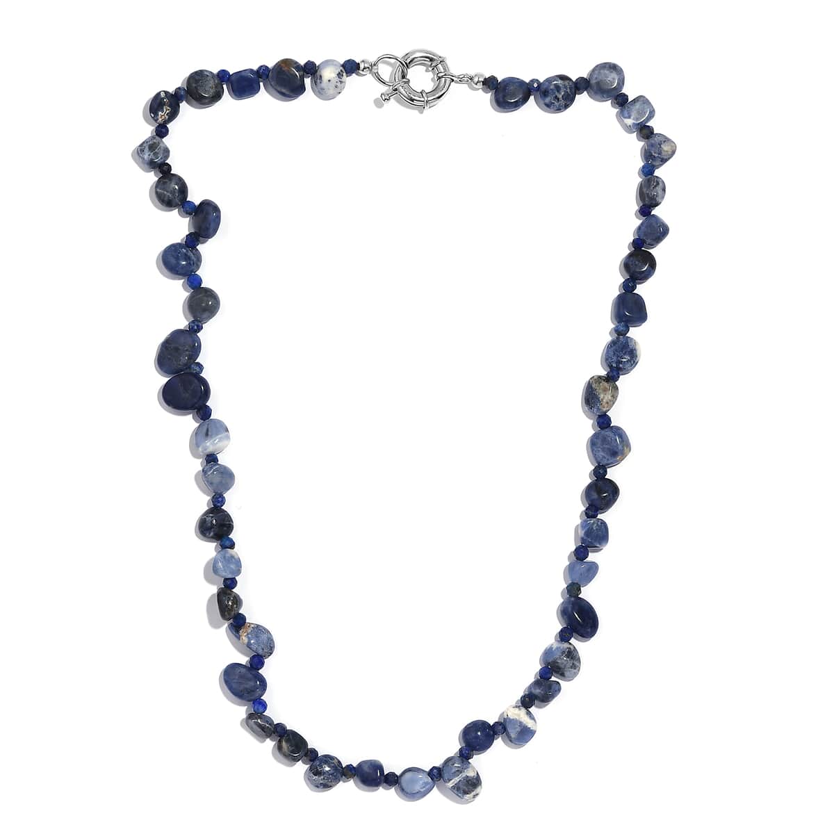 Sodalite and Lapis Lazuli 152.00 ctw Necklace 20 Inches in Platinum Bond  image number 3