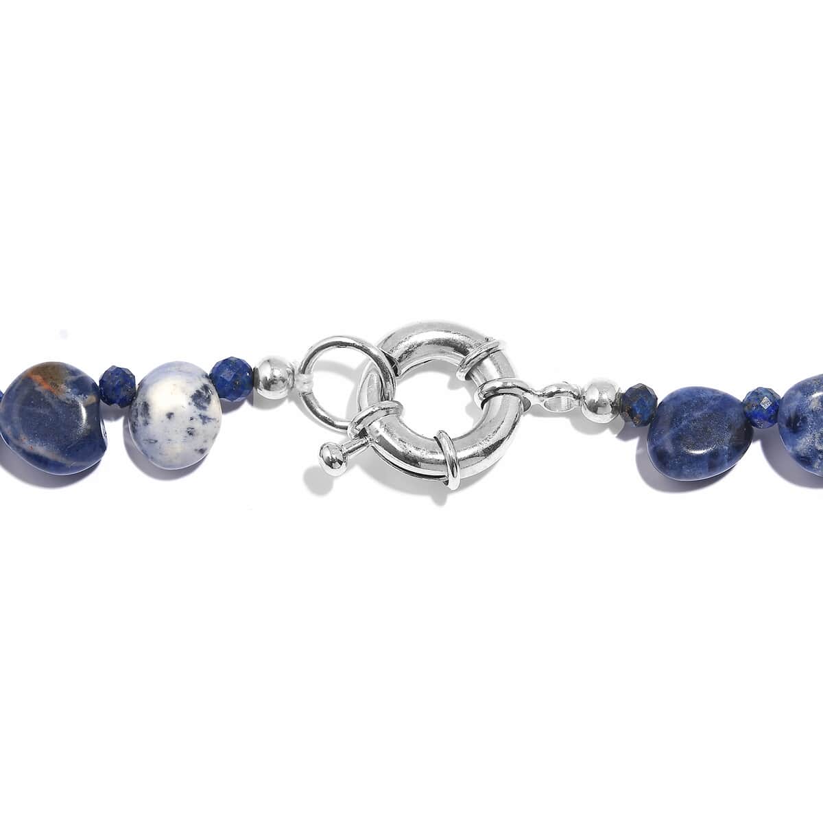 Sodalite and Lapis Lazuli 152.00 ctw Necklace 20 Inches in Platinum Bond  image number 4