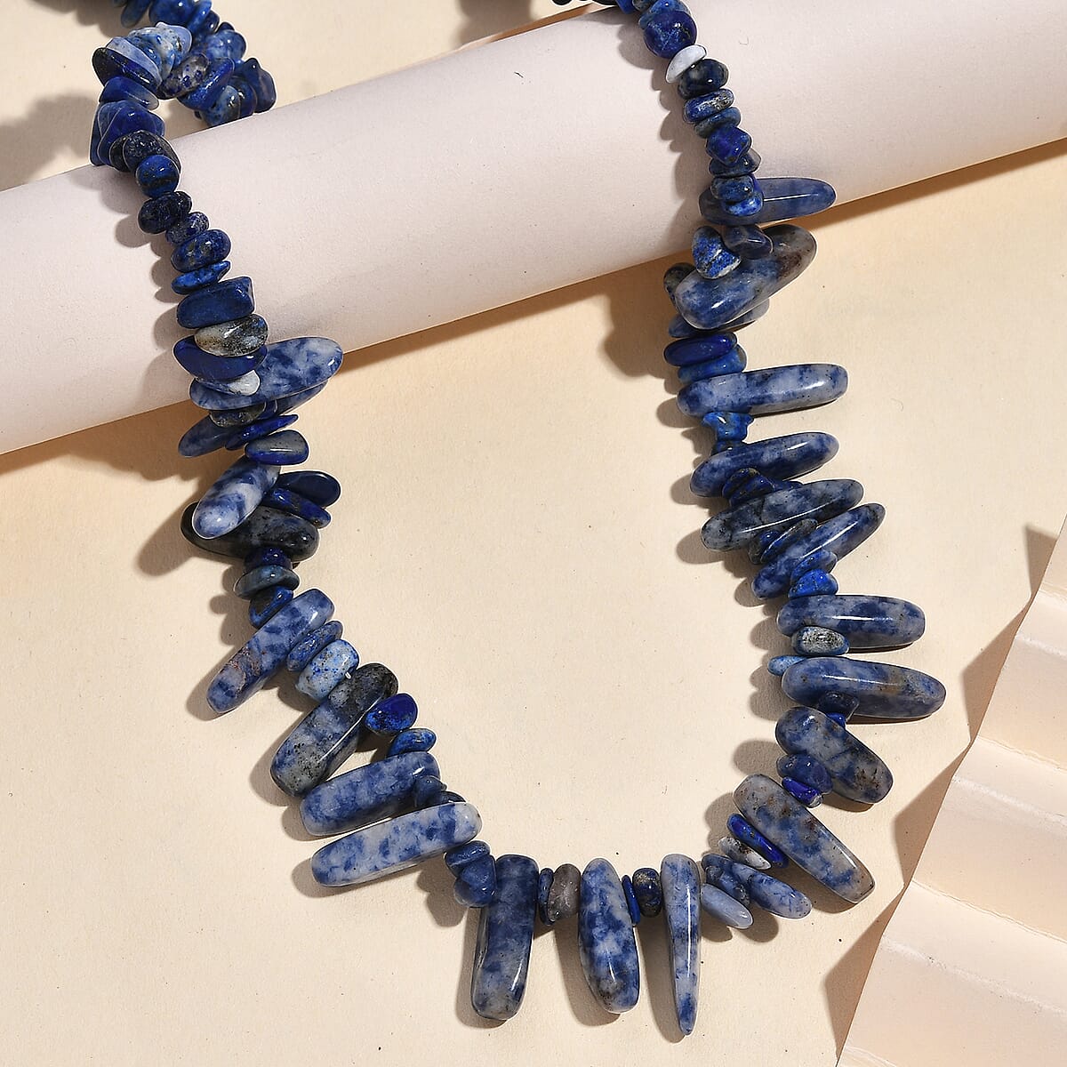 Karis Sodalite 251.00 ctw Necklace 20 Inches in Platinum Bond image number 1