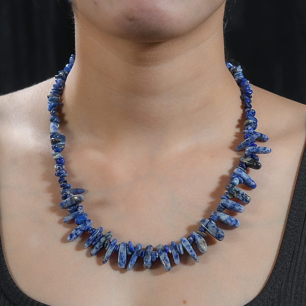 Karis Sodalite 251.00 ctw Necklace 20 Inches in Platinum Bond image number 2