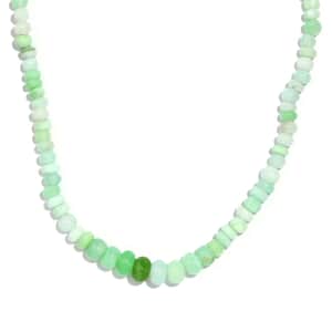 Green Opal 108.00 ctw Necklace 20 Inches in Stainless Steel 