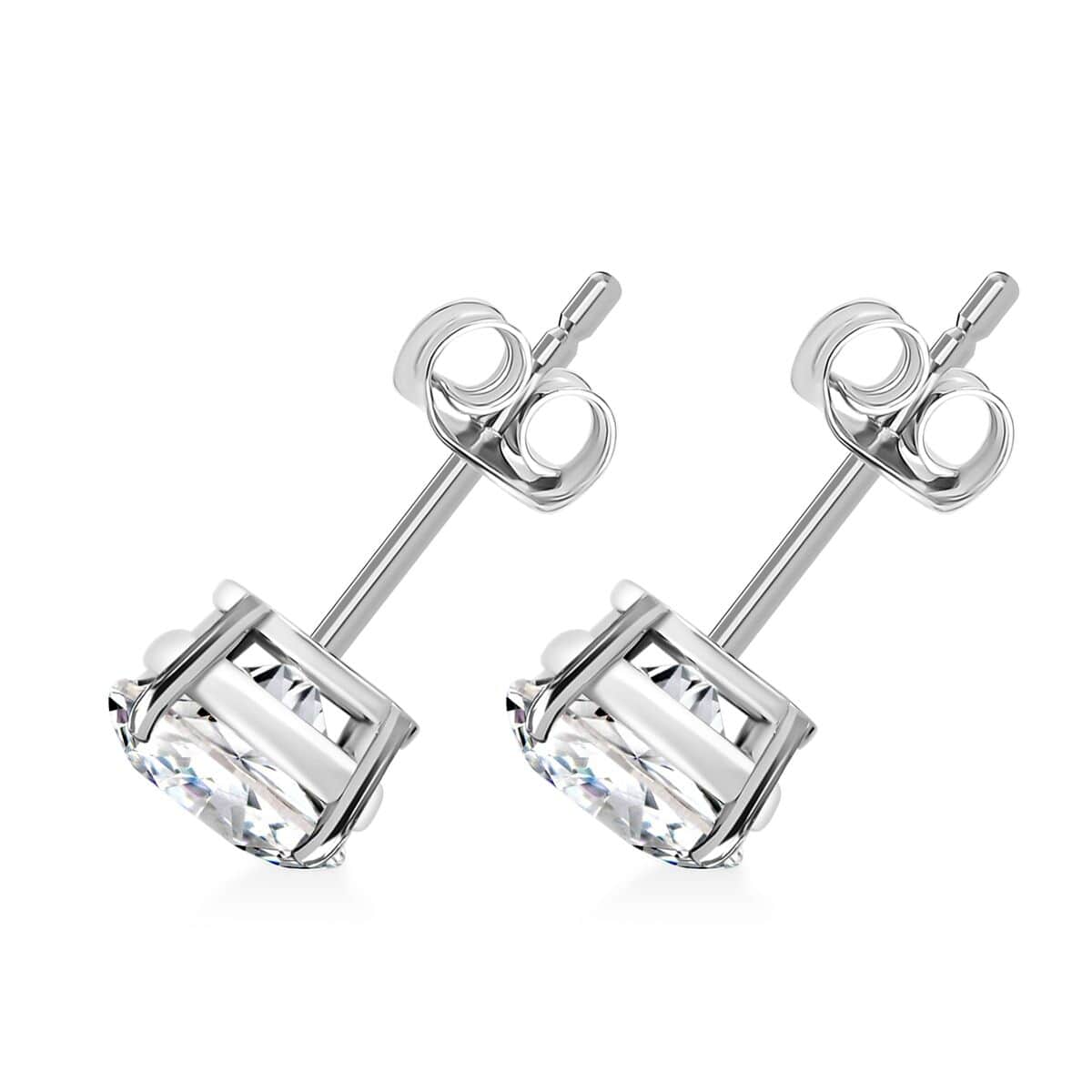 NY Closeout Luxuriant Lab Grown Diamond E-F VS Solitaire Stud Earrings in 14K White Gold 2.50 ctw image number 3