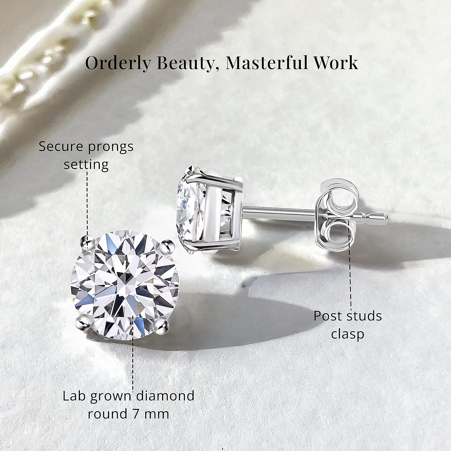 NY Closeout Luxuriant Lab Grown Diamond E-F VS Solitaire Stud Earrings in 14K White Gold 2.50 ctw