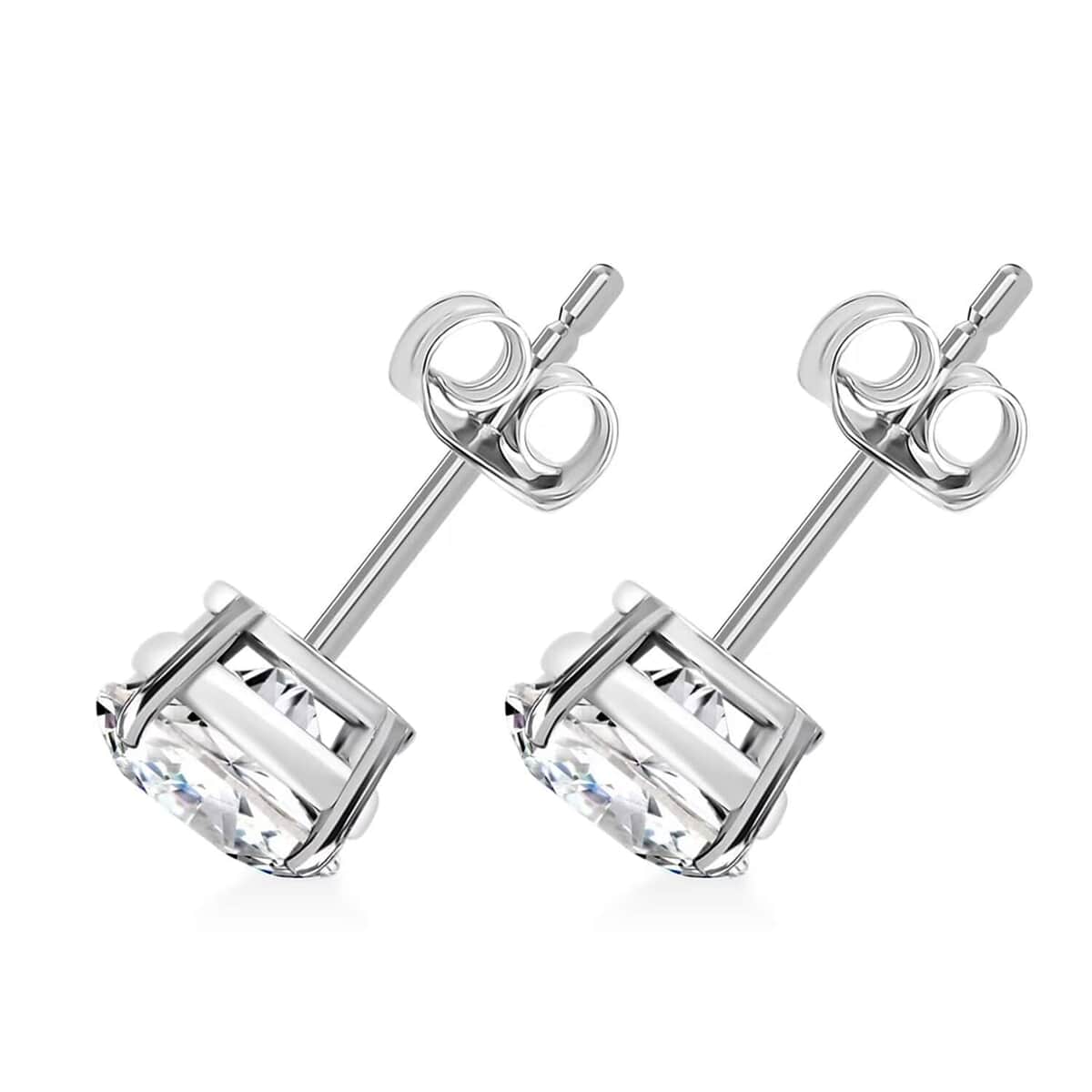 NY Closeout Luxuriant Lab Grown Diamond E-F VS Solitaire Stud Earrings in 14K White Gold 2.50 ctw image number 5