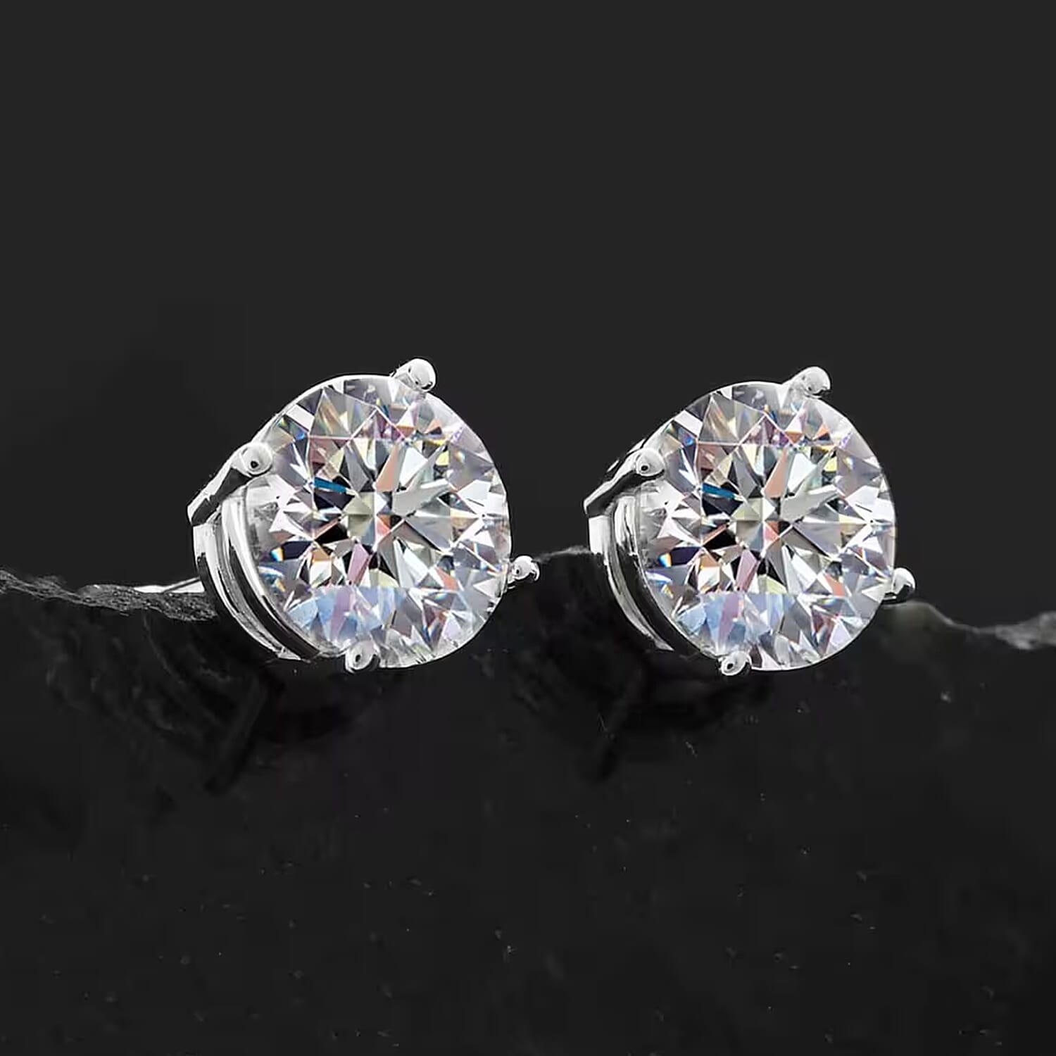 NY Closeout Luxuriant Lab Grown Diamond E-F VS Solitaire Stud Earrings in 14K White Gold 2.50 ctw