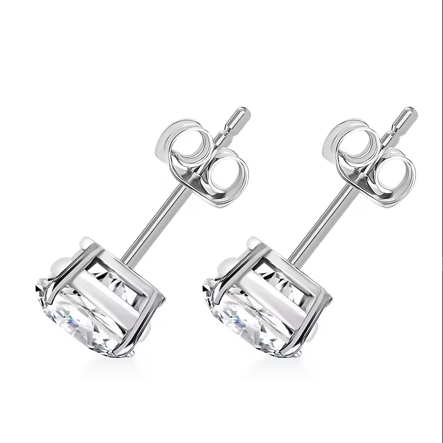 NY Closeout Luxuriant Lab Grown Diamond E-F VS Solitaire Stud Earrings in 14K White Gold 2.50 ctw