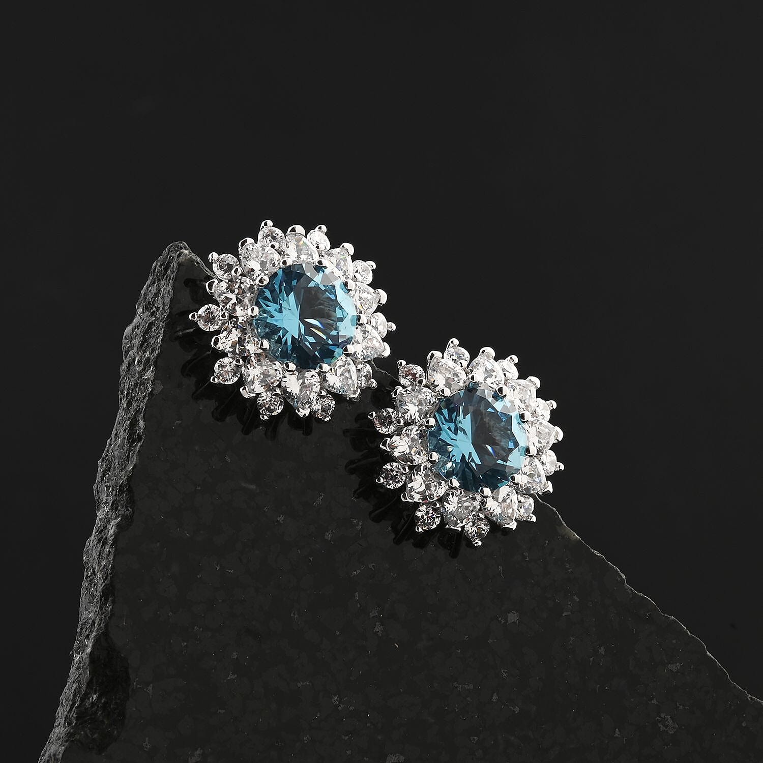 Simulated Tourmaline and Simulated Diamond 8.00 ctw Earrings in Silvertone