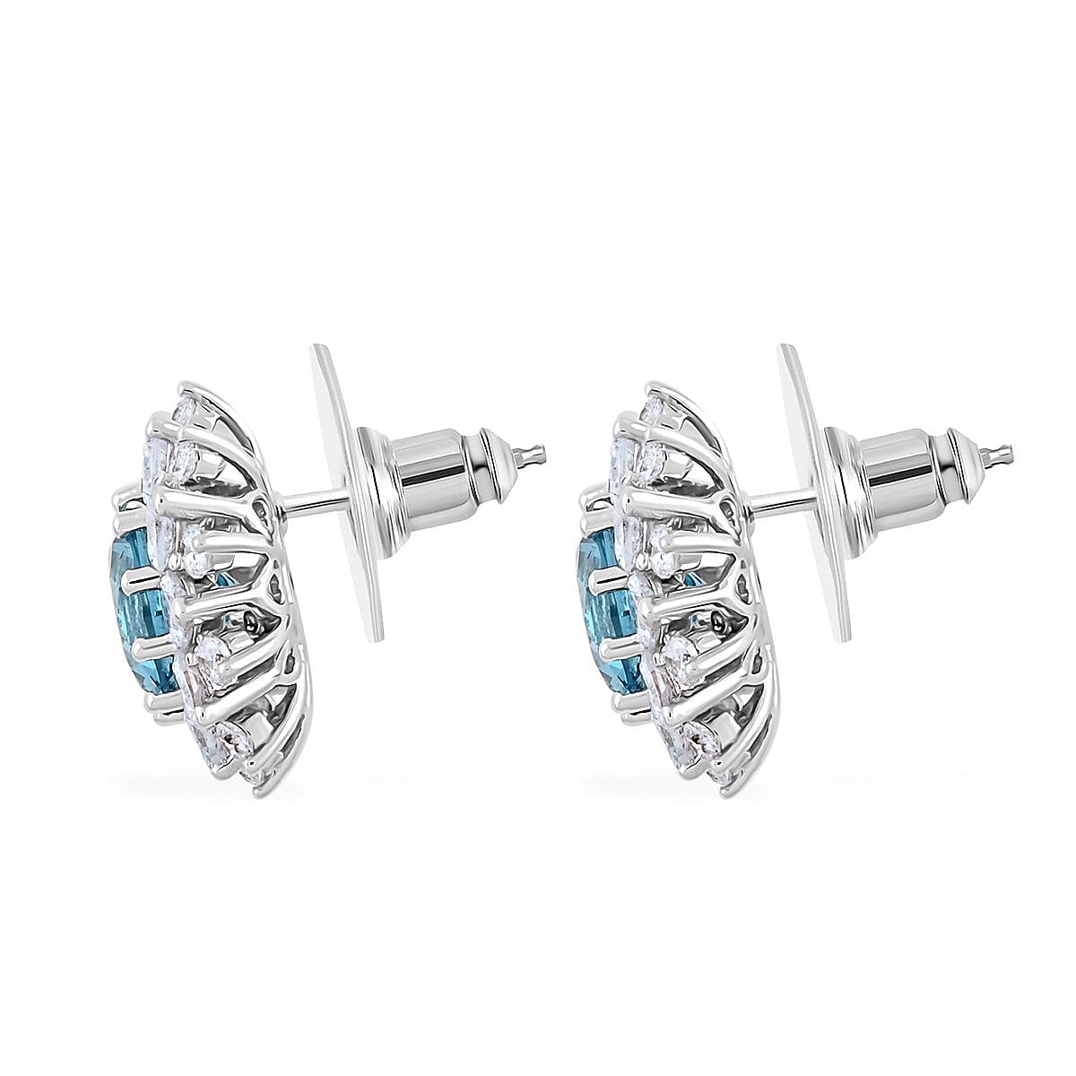 Simulated Tourmaline and Simulated Diamond 8.00 ctw Earrings in Silvertone