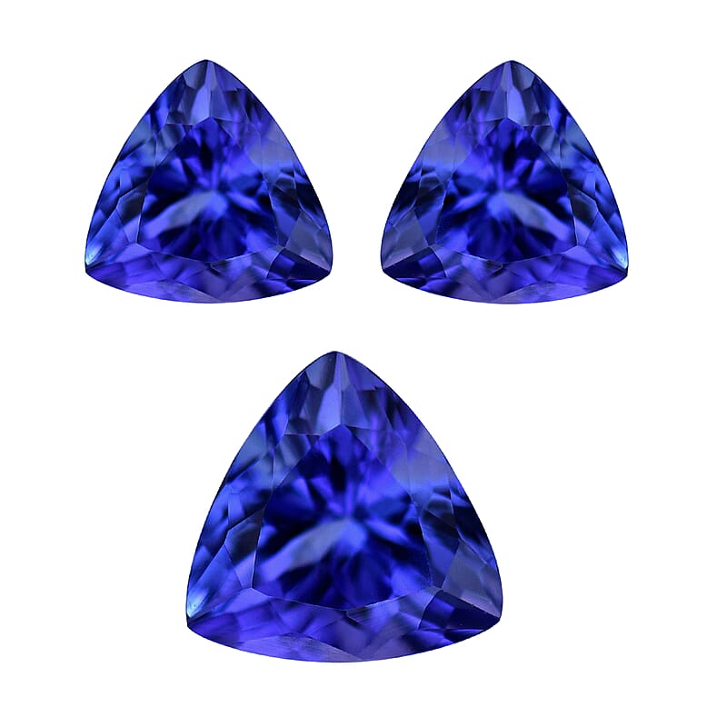 Certified and Appraised AAAA Tanzanite Set of 3 (Fancy Free Size) with Free Book 15.51 ctw