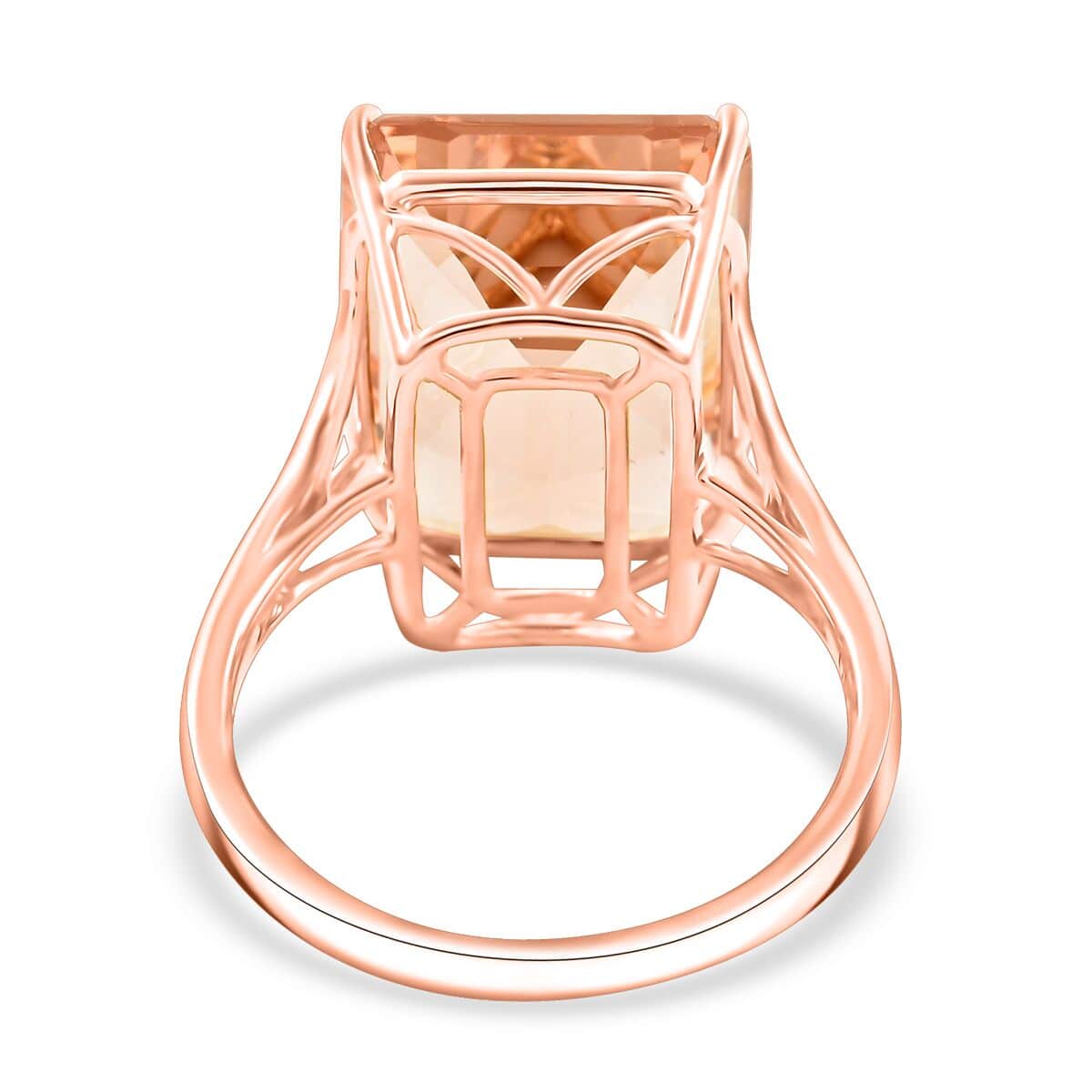 Certified & Appraised Luxoro AAA Marropino Morganite 10.50 ctw Solitaire Ring in 14K Rose Gold (Size 10.0) image number 4