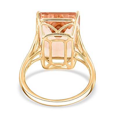 Certified & Appraised Luxoro AAA Marropino Morganite 10.50 ctw Solitaire Ring in 10K Yellow Gold (Size 10.0)