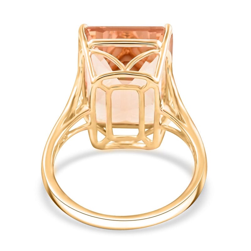 Certified & Appraised Luxoro AAA Marropino Morganite 10.50 ctw Solitaire Ring in 10K Yellow Gold (Size 10.0)