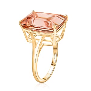 Certified & Appraised Luxoro AAA Marropino Morganite 10.50 ctw Solitaire Ring in 10K Yellow Gold (Size 6.0)