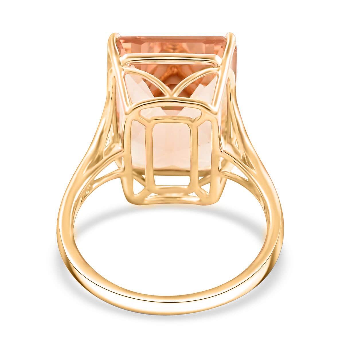 Certified & Appraised Luxoro AAA Marropino Morganite 10.50 ctw Solitaire Ring in 10K Yellow Gold (Size 6.0) image number 4