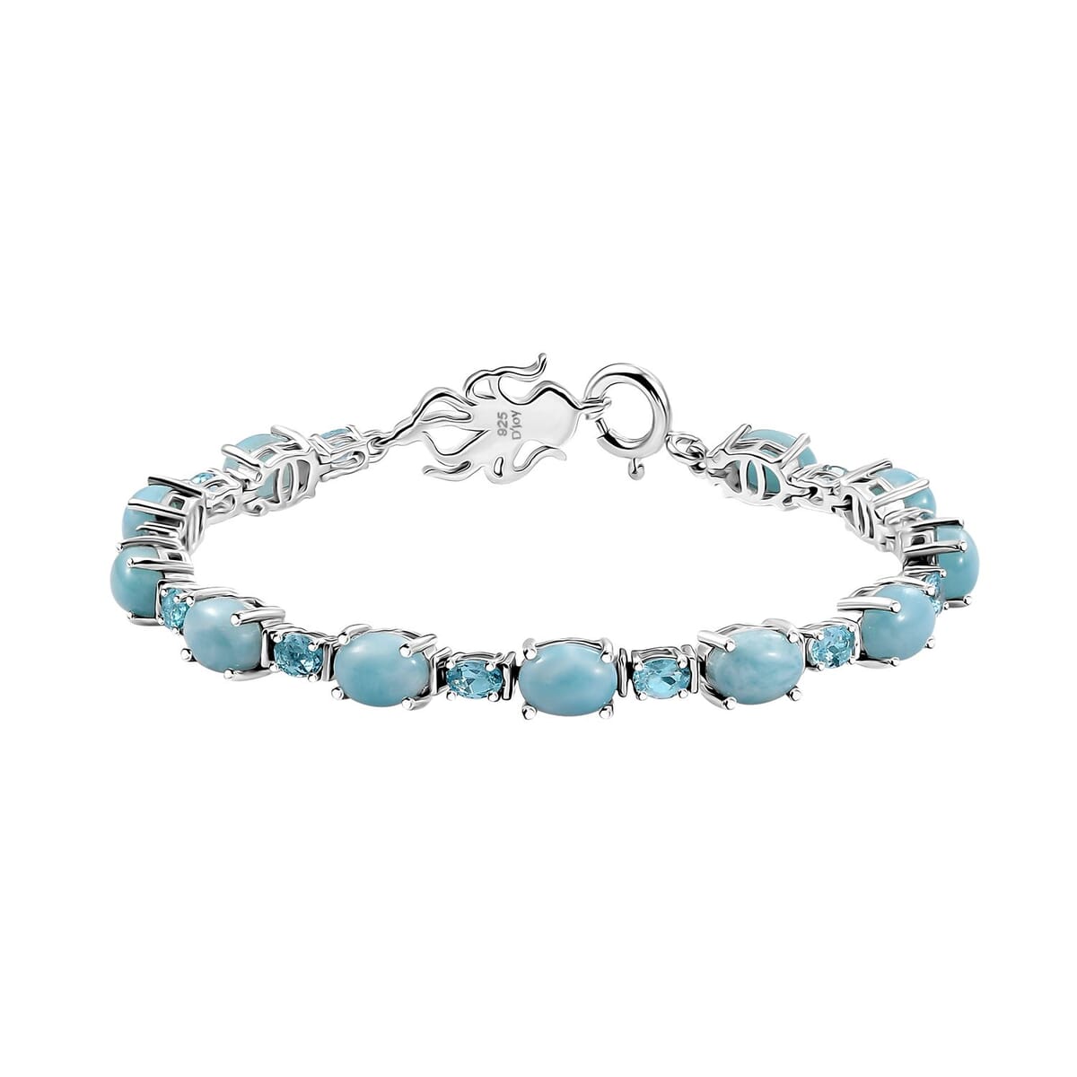 Larimar and Betroka Blue Apatite 13.35 ctw Octopus Bracelet in Rhodium Over Sterling Silver (6.50 In) image number 0