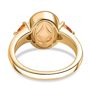 Ethiopian Welo Opal and Jalisco Fire Opal 2.02 ctw Ring in Vermeil Yellow Gold Over Sterling Silver (Size 11.5)
