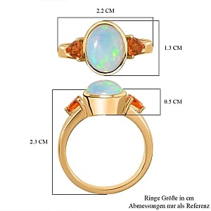 Ethiopian Welo Opal and Jalisco Fire Opal 2.02 ctw Ring in Vermeil Yellow Gold Over Sterling Silver (Size 11.5)