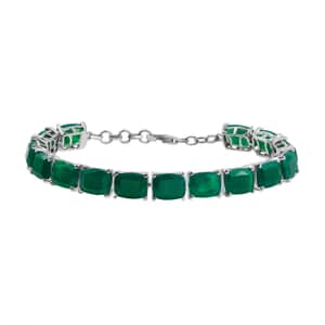 Green Onyx 31.90 ctw Tennis Bracelet in Rhodium Over Sterling Silver (7.25 In)