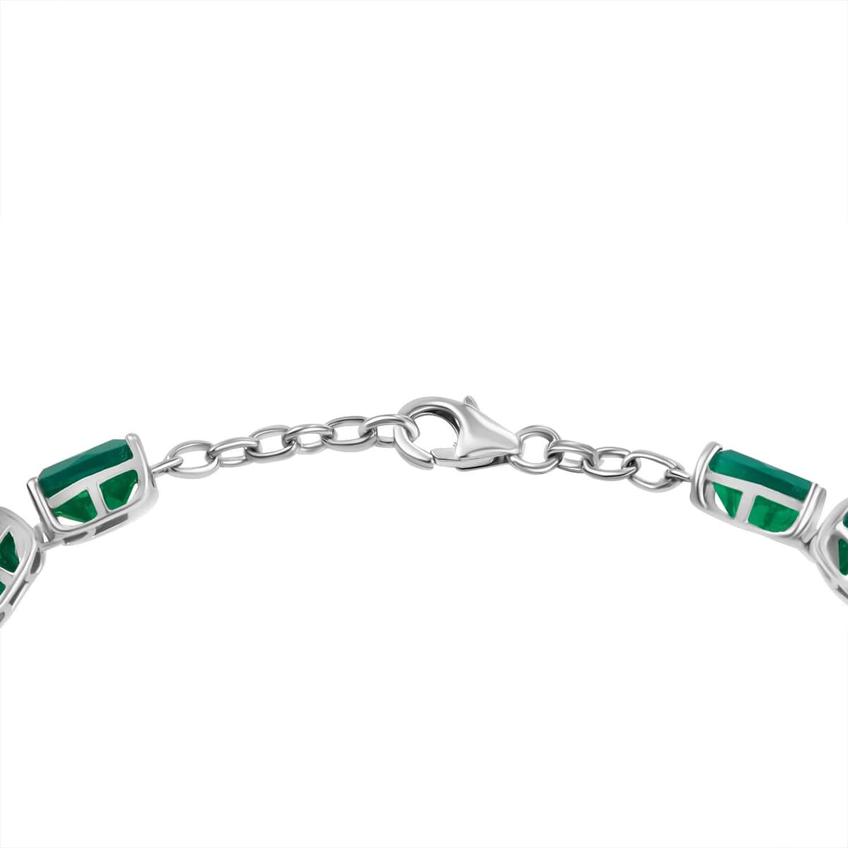 Green Onyx 31.90 ctw Tennis Bracelet in Rhodium Over Sterling Silver (7.25 In) image number 2