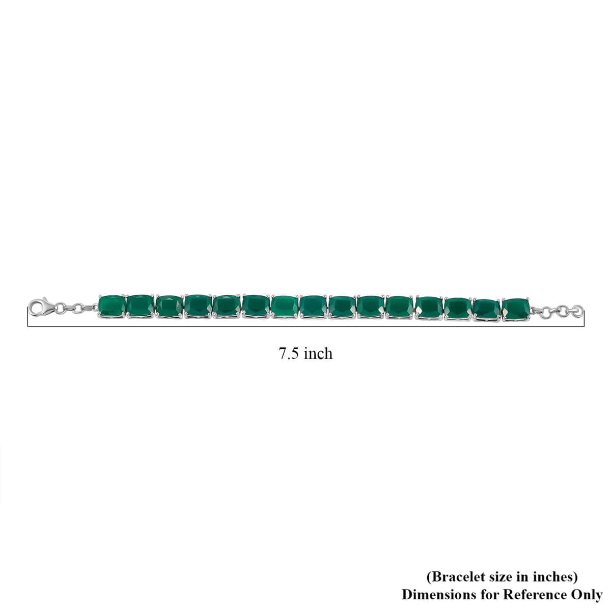 Green Onyx 31.90 ctw Tennis Bracelet in Rhodium Over Sterling Silver (7.25 In) image number 3