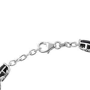 D'Joy Thai Black Spinel 44.00 ctw Tennis Bracelet in Rhodium Over Sterling Silver (7.25 In)